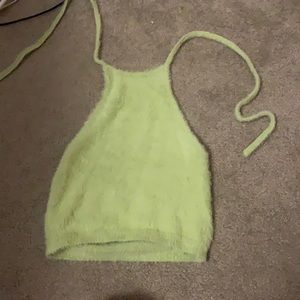 Fuzzy halter crop! Size xs. Light green. Brand is LA hearts